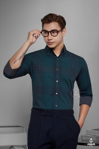 SƠ MI XANH RÊU KẺ SDTTK0043