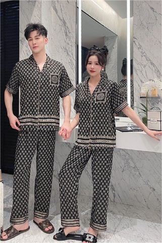 Đồ bộ Pijama lụa băng tay ngắn quần dài couple CND04