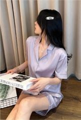 Đồ bộ ngủ nữ Pyjama lụa xước Shury Store Home Wear tay ngắn quần ngắn NT08 mặc nhà kiểu dáng tay cộc size 45-75 kg