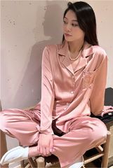 Đồ bộ ngủ nữ pyjama lụa băng trơn Shury Store Home Wear TD21 tay dài quần dài màu đen hồng mặc nhà,mặc ngủ size 45-75kg