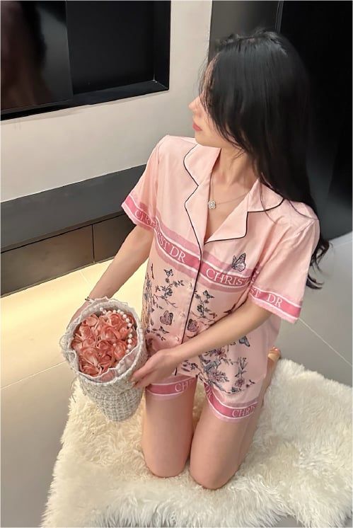 Đồ bộ ngủ nữ Pyjama lụa xước Shury Store Home Wear tay ngắn quần ngắn NT17 mặc nhà kiểu dáng tay cộc size 45-75 kg