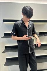 Đồ ngủ pyjama nam nữ Shury Store Home Wear CND25 size 45-95kg màu đen tay ngắn quần dài bộ đôi couple chất lụa băng mềm