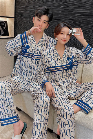 Đồ ngủ đôi Shury Store- DD32 nam nữ đồ bộ ngủ Pyjama couple tay dài quần dài chất lụa băng cao cấp