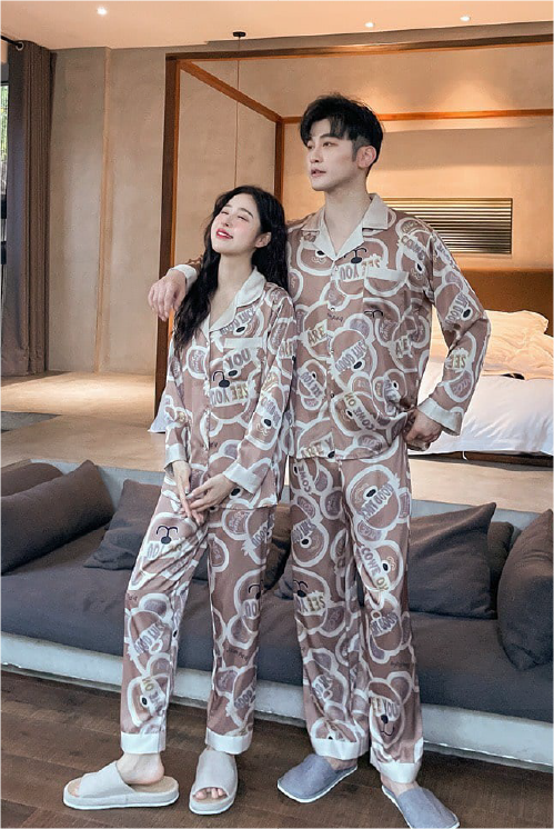 Đồ bộ ngủ pijama tay dài quần dài couple DD46