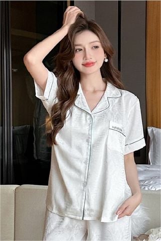 Đồ ngủ pyjama nam nữ Shury Store Home Wear CND24 size 45-95kg màu đen tay ngắn quần dài bộ đôi couple chất lụa băng mềm