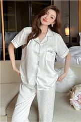 Đồ ngủ pyjama nam nữ Shury Store Home Wear CND24 size 45-95kg màu đen tay ngắn quần dài bộ đôi couple chất lụa băng mềm