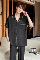 Đồ ngủ pyjama nam nữ Shury Store Home Wear CND24 size 45-95kg màu đen tay ngắn quần dài bộ đôi couple chất lụa băng mềm