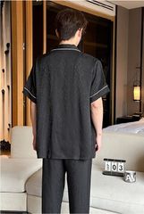 Đồ ngủ pyjama nam nữ Shury Store Home Wear CND24 size 45-95kg màu đen tay ngắn quần dài bộ đôi couple chất lụa băng mềm
