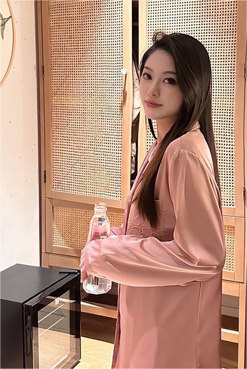 Đồ bộ ngủ nữ pyjama lụa băng trơn Shury Store Home Wear TD21 tay dài quần dài màu đen hồng mặc nhà,mặc ngủ size 45-75kg