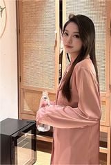 Đồ bộ ngủ nữ pyjama lụa băng trơn Shury Store Home Wear TD21 tay dài quần dài màu đen hồng mặc nhà,mặc ngủ size 45-75kg