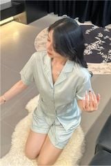 Đồ bộ ngủ nữ Pyjama lụa xước Shury Store Home Wear tay ngắn quần ngắn NT08 mặc nhà kiểu dáng tay cộc size 45-75 kg