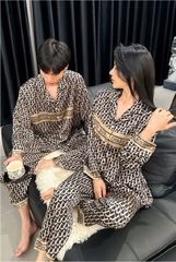 Đồ ngủ pyjama nam nữ Shury Store Home Wear DD30 size 45-95kg màu đen tay dài quần dài  bộ đôi couple chất lụa băng mềm