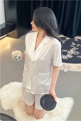 Đồ bộ ngủ nữ Pyjama lụa xước Shury Store Home Wear tay ngắn quần ngắn NT08 mặc nhà kiểu dáng tay cộc size 45-75 kg