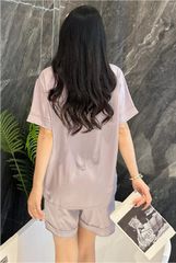 Đồ bộ ngủ nữ Pyjama lụa xước Shury Store Home Wear tay ngắn quần ngắn NT08 mặc nhà kiểu dáng tay cộc size 45-75 kg