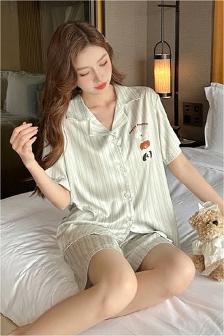 Đồ ngủ pyjama nam nữ Shury Store Home Wear CTN14 size 45-95kg tay ngắn quần ngắn bộ đôi couple chất lụa băng mềm