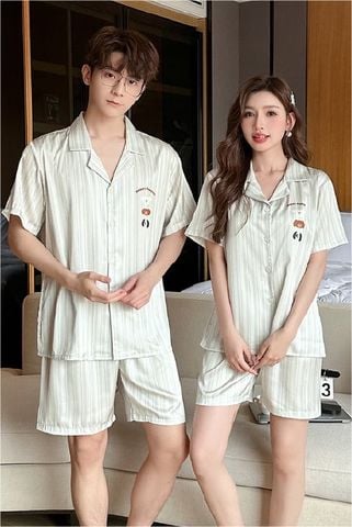 Đồ ngủ pyjama nam nữ Shury Store Home Wear CTN14 size 45-95kg tay ngắn quần ngắn bộ đôi couple chất lụa băng mềm
