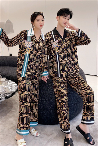 Đồ bộ ngủ Pyjama lụa tơ tằm tay dài quần dài couple DD57