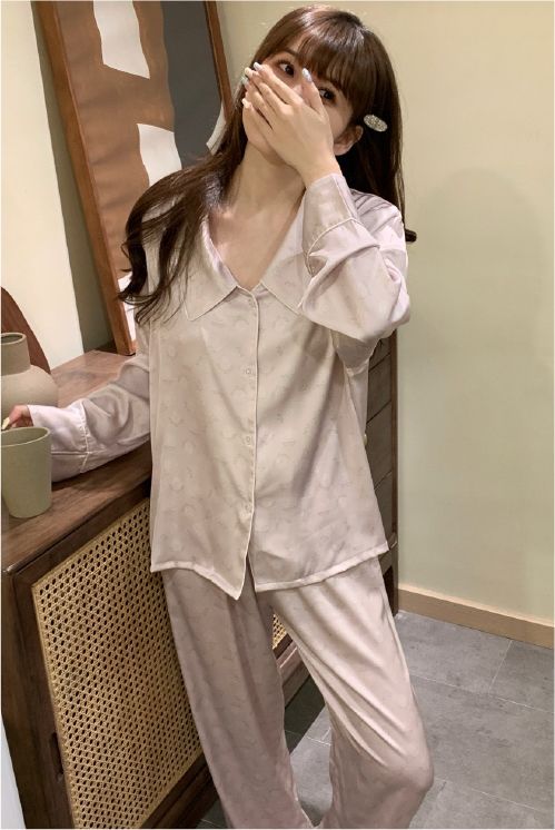 Đồ bộ ngủ nữ pyjama lụa băng trơn Shury Store Home Wear TD64 tay dài quần dài mặc nhà size 45-75kg