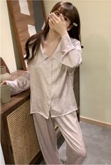 Đồ bộ ngủ nữ pyjama lụa băng trơn Shury Store Home Wear TD64 tay dài quần dài mặc nhà size 45-75kg