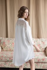 Váy ngủ lụa băng phối ren freesize 45–75kg SM30 | Shury Store Home Wear | Đầm ngủ cao cấp dài 90cm