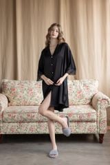 Váy ngủ lụa băng phối ren freesize 45–75kg SM30 | Shury Store Home Wear | Đầm ngủ cao cấp dài 90cm
