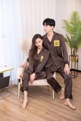 Đồ bộ ngủ Pyjama lụa tơ tằm tay dài quần dài couple CC