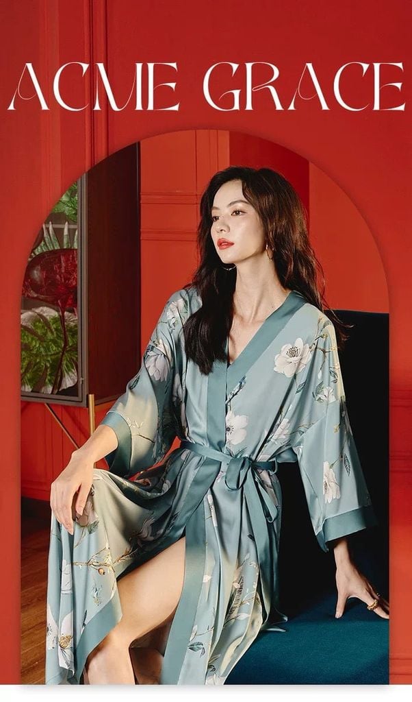 Áo Choàng Ngủ Lụa Dài Cao Cấp mặc nhà hoặc đi biển AC010