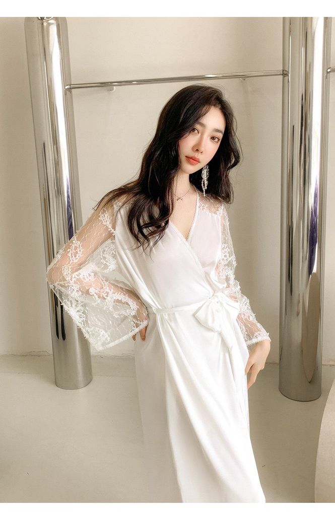 Áo Choàng Ngủ Lụa Dài Cao Cấp mặc nhà hoặc đi biển AC016