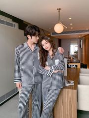 Đồ bộ ngủ Pyjama lụa tơ tằm tay dài quần dài couple DD28