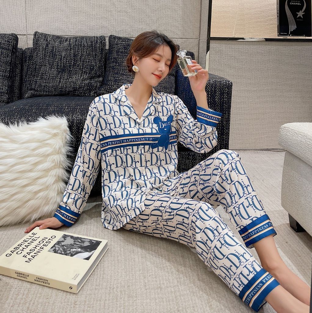 Đồ ngủ đôi Shury Store- DD32 nam nữ đồ bộ ngủ Pyjama couple tay dài quần dài chất lụa băng cao cấp