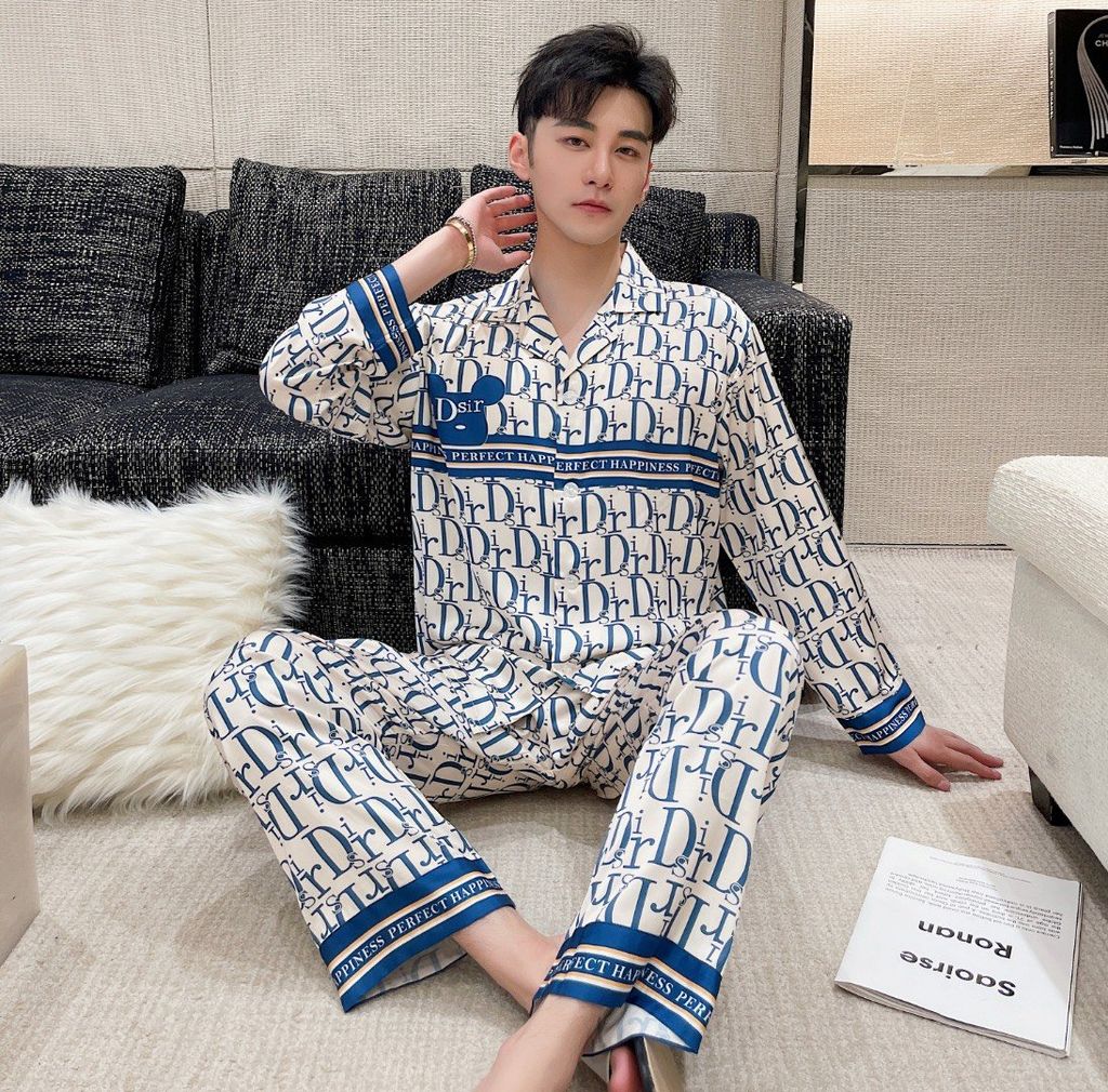 Đồ ngủ đôi Shury Store- DD32 nam nữ đồ bộ ngủ Pyjama couple tay dài quần dài chất lụa băng cao cấp