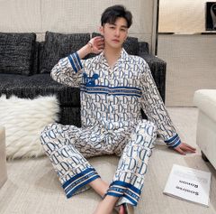 Đồ ngủ đôi Shury Store- DD32 nam nữ đồ bộ ngủ Pyjama couple tay dài quần dài chất lụa băng cao cấp