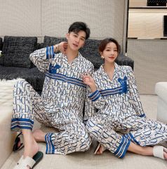 Đồ ngủ đôi Shury Store- DD32 nam nữ đồ bộ ngủ Pyjama couple tay dài quần dài chất lụa băng cao cấp