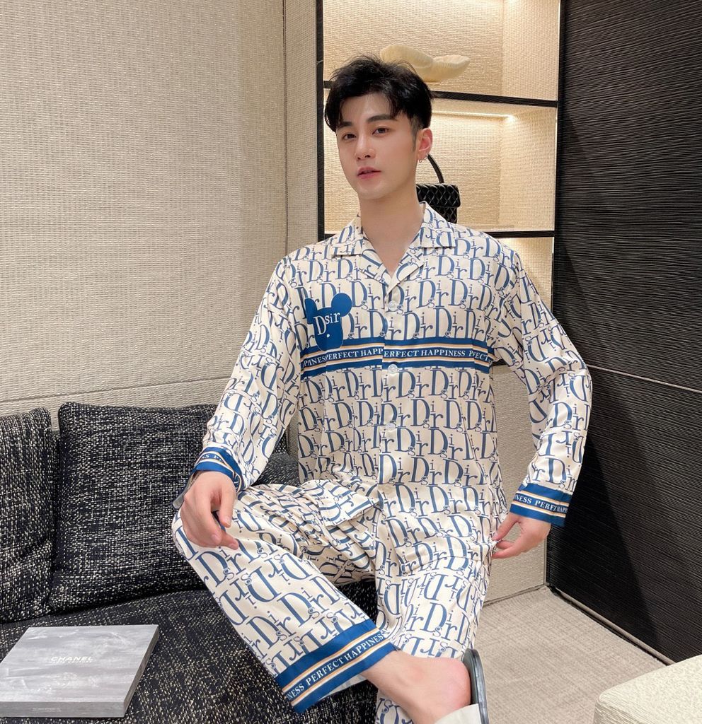 Đồ ngủ đôi Shury Store- DD32 nam nữ đồ bộ ngủ Pyjama couple tay dài quần dài chất lụa băng cao cấp