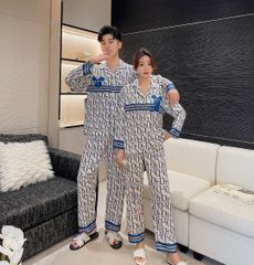 Đồ ngủ đôi Shury Store- DD32 nam nữ đồ bộ ngủ Pyjama couple tay dài quần dài chất lụa băng cao cấp