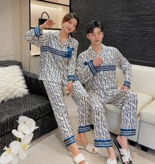 Đồ ngủ đôi Shury Store- DD32 nam nữ đồ bộ ngủ Pyjama couple tay dài quần dài chất lụa băng cao cấp