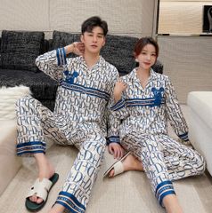 Đồ ngủ đôi Shury Store- DD32 nam nữ đồ bộ ngủ Pyjama couple tay dài quần dài chất lụa băng cao cấp