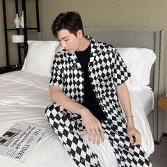 Đồ bộ ngủ Pyjama lụa tơ tằm tay ngắn quần dài couple CND9