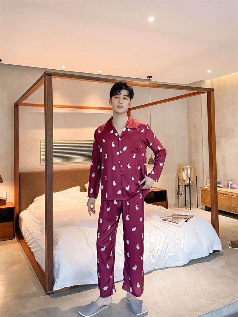 Đồ bộ ngủ Pyjama lụa tơ tằm tay dài quần dài couple DD50