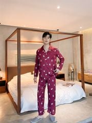 Đồ bộ ngủ Pyjama lụa tơ tằm tay dài quần dài couple DD50