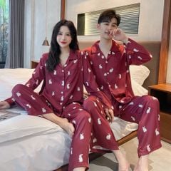 Đồ bộ ngủ Pyjama lụa tơ tằm tay dài quần dài couple DD50