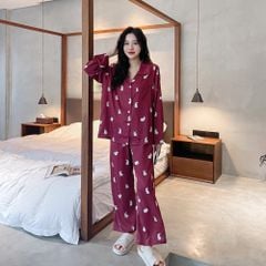 Đồ bộ ngủ Pyjama lụa tơ tằm tay dài quần dài couple DD50