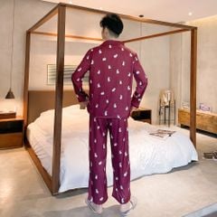 Đồ bộ ngủ Pyjama lụa tơ tằm tay dài quần dài couple DD50