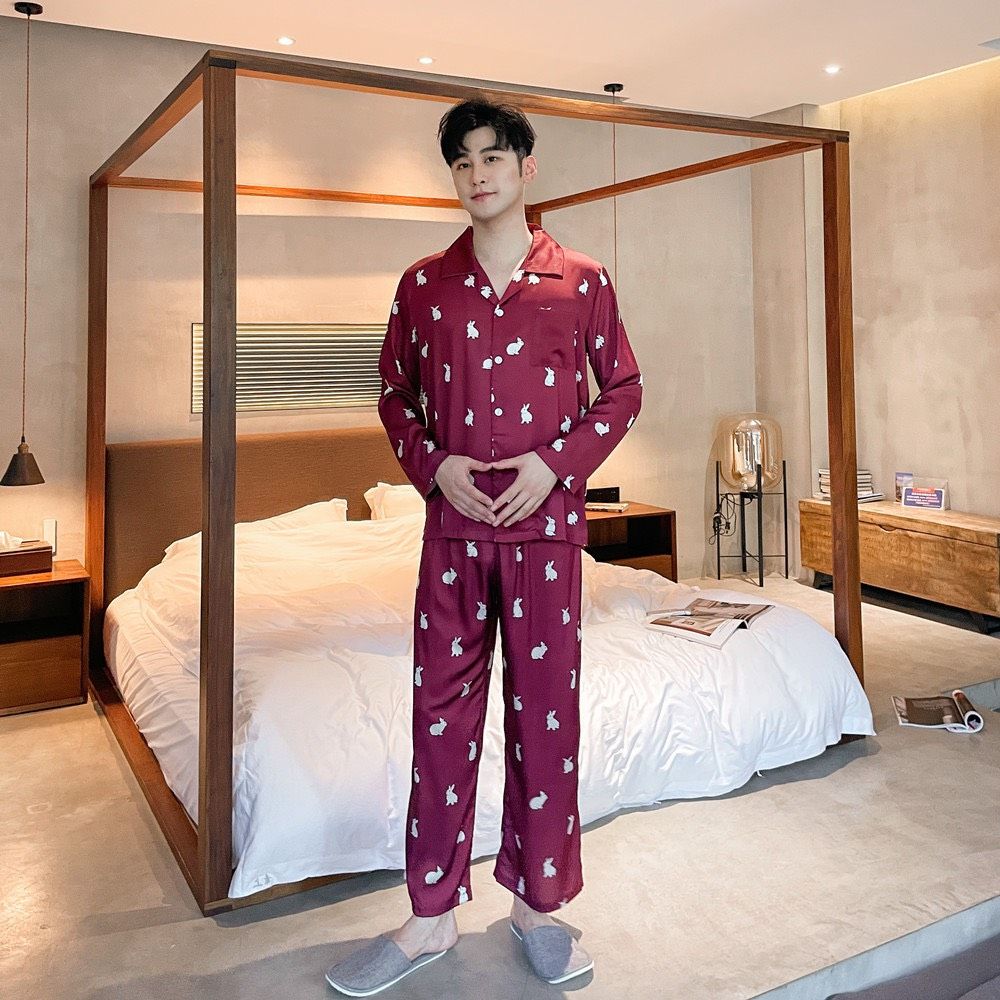 Đồ bộ ngủ Pyjama lụa tơ tằm tay dài quần dài couple DD50