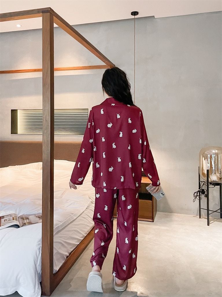 Đồ bộ ngủ Pyjama lụa tơ tằm tay dài quần dài couple DD50