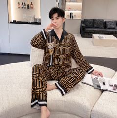 Đồ bộ ngủ Pyjama lụa tơ tằm tay dài quần dài couple DD57