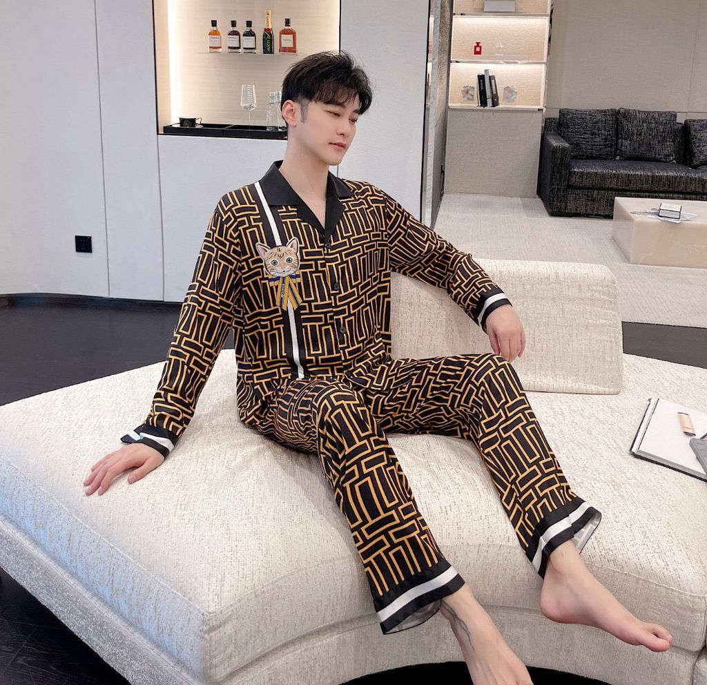 Đồ bộ ngủ Pyjama lụa tơ tằm tay dài quần dài couple DD57