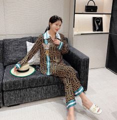 Đồ bộ ngủ Pyjama lụa tơ tằm tay dài quần dài couple DD57