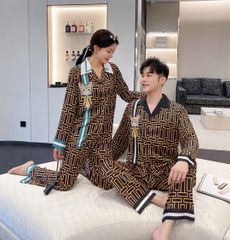 Đồ bộ ngủ Pyjama lụa tơ tằm tay dài quần dài couple DD57
