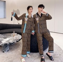 Đồ bộ ngủ Pyjama lụa tơ tằm tay dài quần dài couple DD57